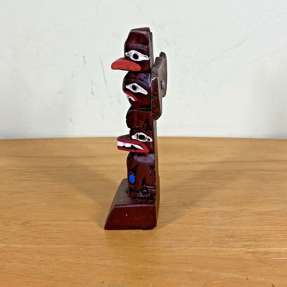 Totem Pole Alaskan Craft 4.5" Tall Figurine Vintage Resin Made in USA - Picture 2 of 8